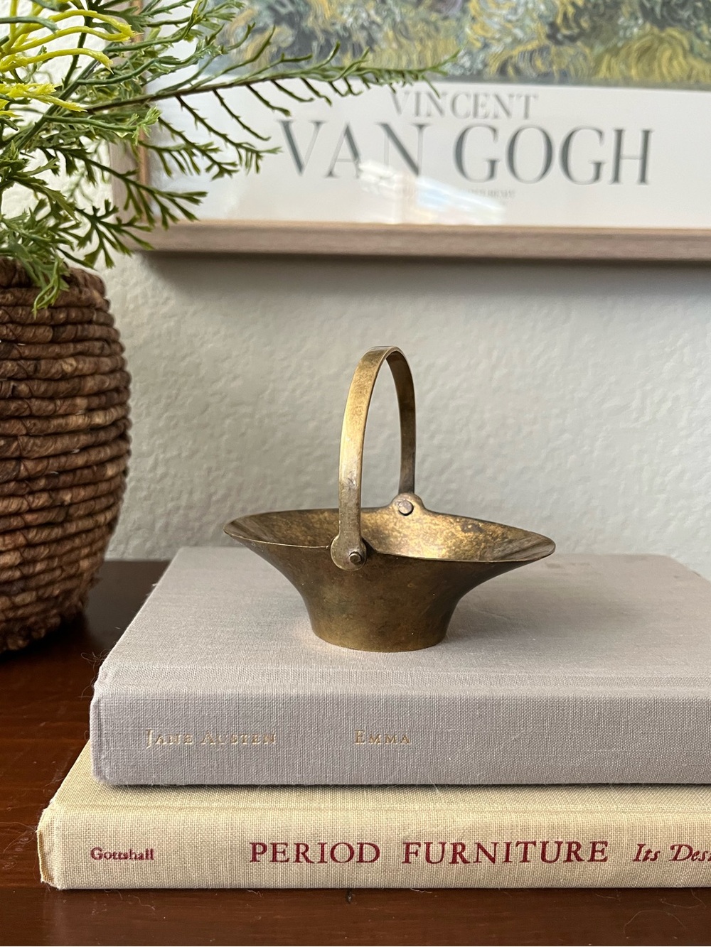 Vintage mini brass basket